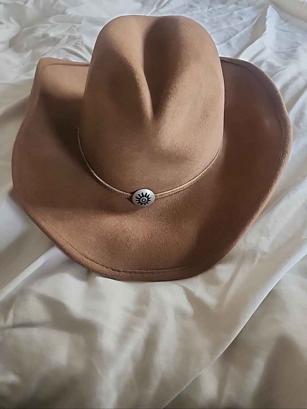 Vintage Old County Road 100% Wool Western Cowboy Hat L/XL Brown Tan Concho